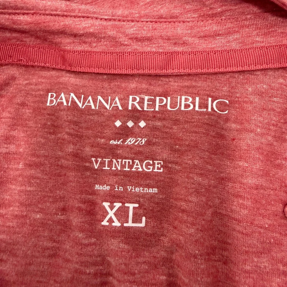 Banana Republic Polo Shirt Mens XL Vintage Wash Red Heathered Short Sleeve